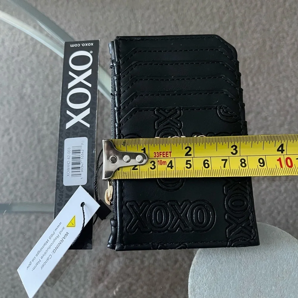 XOXO Embossed Faux Leather Black Card Holder Wallet